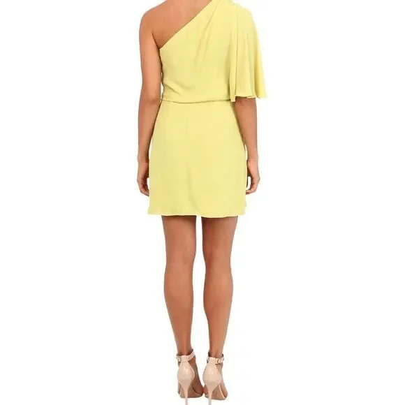 BCBGMAXAZRIA Mina Dark Lime One Shoulder Mini Dress - Picture 2 of 15